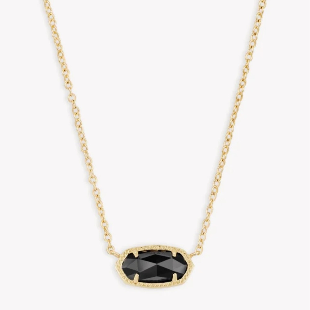 Kendra Scott Elisa Gold Pendant Necklace in Black Opaque Glass